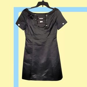Karen Millen Black Satin Short Sleeve Dress